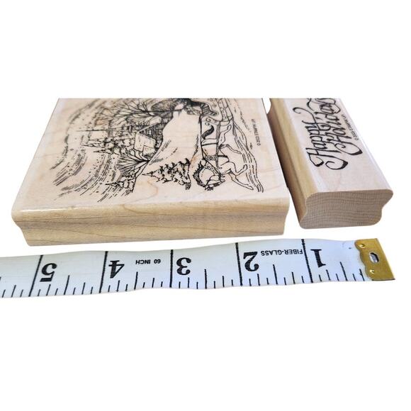 2003 Stampin' Up! Set 6 Christmas Holiday Rubber Wood Mount Stamps NEW Condition - Picture 5 of 6